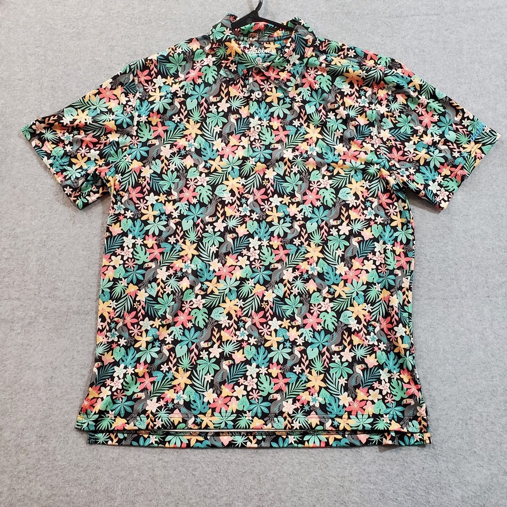 Chubbies Boomerang Performance Polo Shirt Toucan Parrot‎ AOP Size Medium